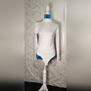 Womens white body suit mock turtle neck (size M)